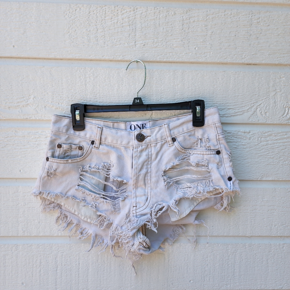 Destroyed Denim Cutoff Shorts - 26 - One Teaspoon